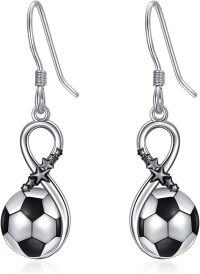 wholesale 925 Sterling Silver Infinity Soccer Ball Star Drop Earrings-Soccer