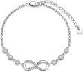 wholesale Sterling Silver & 5A CZ Infinity Daughter Bracelet - Adjustable, Hypoallergenic, Gift for Mom & Daughter-0-0