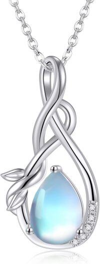 wholesale 925 Sterling Silver Blue Moonstone Pear Shape Infinity Teardrop Pendant Necklace-Moonstone