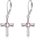 wholesale 925 Sterling Silver Baseball Cross Wing Drop Earrings  for Women-0-0