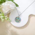 wholesale 925 Sterling Silver Libra Zodiac Sign Abalone Shell & Natural Cubic Zirconias Pendant Necklace for Women Girls s (Libra)-0-2