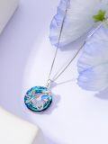 wholesale 925 Sterling Silver Blue Opal Sea Horse & Starfish Charm Pendant Necklace-0-4