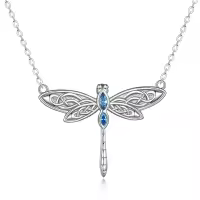 TOUPOP Sterling Silver & Crystal Dragonfly Necklace For Women-undefined