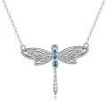 TOUPOP Sterling Silver & Crystal Dragonfly Necklace For Women-0-0