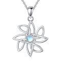 wholesale 925 Sterling Silver Flower Moonstone CZ Pendant Necklace for Women-0-0