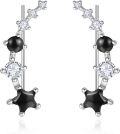wholesale 925 Sterling Silver Black Onyx & CZ Star Ear Climber Earrings for Women - Bridal  Ideas-0-0