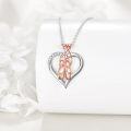 wholesale 925 Sterling Silver Heart-Shaped Ballet Shoe Pendant Necklace with Rose Gold Accents and Cubic Zirconia Stones-0-3