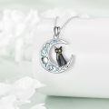 wholesale Sterling Silver Black Cat Crescent Moon Celtic Knot Pendant Necklace For Women-0-2