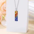 wholesale 925 Sterling Silver Sun Ocean Wave Enamel Bar Pendant Necklace Platinum Plated-0-3