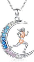 wholesale 925 Sterling Silver Moon Runner Pendant Necklace for Women Sportswear Gift-0-0