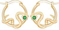 wholesale Gold 925 Sterling Silver Green Stone Snake Huggie Hoop Earrings for Women Girls Gift 23x18mm-A2-Light Yellow Gold Plated