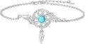 wholesale 925 Sterling Silver Turquoise Feather Dreamcatcher Adjustable Bracelet 8-14cm -0-0