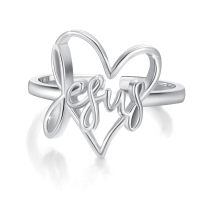 wholesale 925 Sterling Silver Heart Jesus Rings Wholesale Elegant Design-Heart Jesus Ring