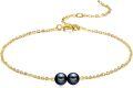 wholesale 14K Gold Freshwater Black Pearl Anklet for Women-0-0