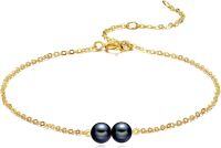 wholesale 14K Gold Freshwater Black Pearl Anklet for Women-Black 2