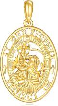 wholesale 14K Gold Saint Christopher Protect Us Religious Pendant Necklace for Men & Women-0-0