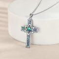 wholesale 925 Sterling Silver Celtic Cross Necklace with Abalone Shell Inlay for Women Men Christian s-0-2