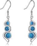 wholesale 925 Sterling Silver Blue Turquoise & Moonstone Drop Earrings for Women-0-0