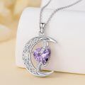 TOUPOP Sterling Silver Alexandrite Moon Star Pendant Necklace-0-3