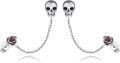 wholesale 925 Sterling Silver Skull & Rose Chain Drop Dangle Stud Earrings for Women-0-0
