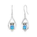 wholesale 925 Sterling Silver Owl Earrings Wholesale With Blue Opal-0-0