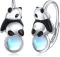 wholesale 925 Sterling Silver Adorable Panda Stud Earrings with Opal Stone Gift for Women Girls-0-0