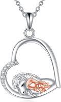 wholesale 925 Sterling Silver Opal Horse Pendant Necklace with Rose Gold Plated Accents and Chain - Gift for Equestrian Lovers-0-0