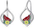 wholesale 925 Sterling Silver Watermelon Flower Drop Dangle Leverback Earrings for Women-0-1
