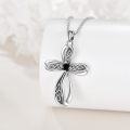 wholesale 925 Sterling Silver Celtic Knot Black CZ Stone Cross Pendant Necklace for Men & Women - Vintage Gothic Style Christian s-0-3