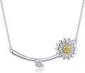 wholesale 925 Sterling Silver Zircon Sunflower Daisy Pendant Necklace for Women - Elegant  Idea-0-0