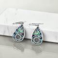 wholesale 925 Sterling Silver Teardrop Earrings With Fleur De Lis Design And Abalone Shell-0-4