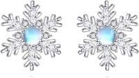 wholesale 925 Sterling Silver Moonstone Snowflake Stud Earrings - Hypoallergenic  for Women-Snowflake