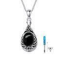 wholesale 925 Sterling Silver Cremation Urn Pendant Necklace Celtic Knot Blue Opal Teardrop Platinum Plated-0-23