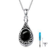 wholesale 925 Sterling Silver Celtic Knot Water Drop Cremation Necklace Wholesale For Ashes-Non-custom-B-Black Onyx Non-custom-B-Black Onyx