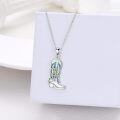 wholesale 925 Sterling Silver Turquoise Cowboy Boot with Abalone Shell and Star Elements Pendant Necklace-0-2