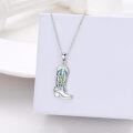 wholesale 925 Sterling Silver Turquoise Cowboy Boot with Abalone Shell and Star Elements Pendant Necklace-0-2
