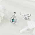 wholesale 925 Sterling Silver Teardrop Green Stone Filigree Huggie Hoop Earrings-0-3