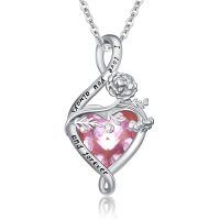 wholesale 925 Sterling Silver Heart Pendant Necklace Wholesale With Purple Gemstone-October-Marigold