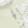 wholesale 925 Sterling Silver Cubic Zirconia Heart Musical Notes Pendant & Chain Set for Women Girls Gifts-0-3