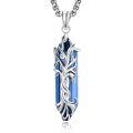 wholesale 925 Sterling Silver Blue Agate Healing Crystal Tree of Life Pendant Necklace-0-0