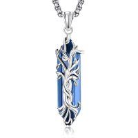 wholesale 925 Sterling Silver Blue Agate Healing Crystal Tree of Life Pendant Necklace-C March