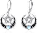 wholesale 925 Sterling Silver Moon Phase Star Drop Earrings with Rainbow Stone for Women's s-0-0