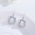 wholesale 925 Sterling Silver Turquoise Opal Moonstone Horseshoe Drop Earrings-0-2