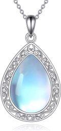 wholesale 925 Sterling Silver Blue Moonstone Teardrop Pendant Necklace with Celtic Knot Design-0-0