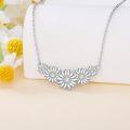 wholesale 925 Sterling Silver Opal Daisy Flower Necklace - Hypoallergenic, October Birthstone, Elegant Gift for Women-0-4