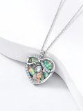 wholesale 925 Sterling Silver Heart Pendant with Abalone Shell and Turquoise Gemstones - I Love You Forever Necklace for Grandma & Granddaughter-0-1