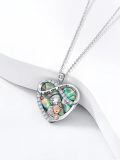 wholesale 925 Sterling Silver Heart Pendant with Abalone Shell and Turquoise Gemstones - I Love You Forever Necklace for Grandma & Granddaughter-0-1