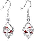 wholesale 925 Sterling Silver Red Mushroom Drop Earrings - Infinity Dangle s for Women & Girls-0-0