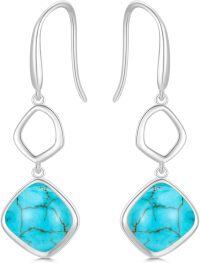 wholesale Sterling Silver White Opal Rose Gold Plated Dangle Earrings October Birthstone-C_White Gold_Turquoise