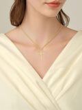 TOUPOP 14K Gold Crystal Heart Cross Pendant Necklace for Women-0-3